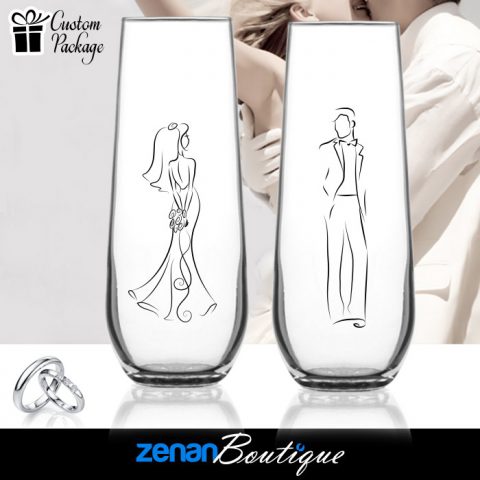 Wedding Boutique Packages - (a) Bride & Groom Silhouette on Stemless Flute Wedding Boutique Packages - (a) Bride & Groom Silhouette on Stemless Flute