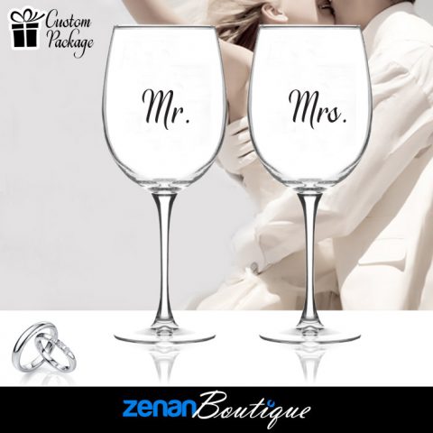 Wedding Boutique Packages - "Mr & Mrs" V3 On Wine Glass