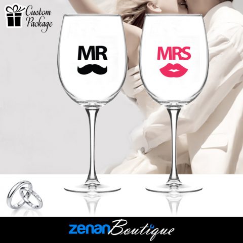 Wedding Boutique Packages - "Mr & Mrs" V2 On Wine Glass Wedding Boutique Packages - "Mr & Mrs" V2 On Wine Glass